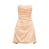 dress to impress codes 2024 New Women's Sexy Satin Fishbone Pleated Backless Tube Top Skirt Dress Summer Women's