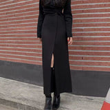 2000s fashion Chic Summer Niche Versatile High Waist Slimming Irregular Split Design over the Knee Long Skirt for Women