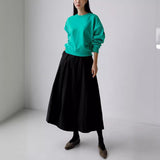 2000s fashion New Elastic Waist Skirt Women's A- line Skirt Mid-Length Fashion Casual Skirt Versatile Large Swing Temperament Loose Skirt