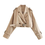 outfits Women's Long-Sleeved Short Casual Solid Color Trench Coat Ins Fashion