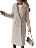 2000s fashion Women's Spring 2024 New Coat All-Match Woolen Coat Solid Color Long Sleeve Double Breasted Pocket