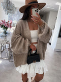 2000s fashion 2024 Autumn and Winter New Casual Loose Solid Color Mid-Length Knitted Sweater Cardigan Coat for Women