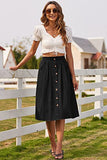 2000s fashion Spring and Summer New Skirt Casual Button A- line Skirt High Waist Midi Skirt Women's Clothing