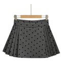 PICSGIRL  -  2024 Women Fashion Sweet Polka Dot Chic Pleated Mini Skirt Preppy Style Mid Waist Short Skirts Cute Split Skorts