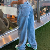 PICSGIRL  -  Y2k Denim Trousers Low Waist Jeans Women Baggy Jeans New Fashion Straight Leg Pants Vintage Loose Blue Washed Jeans