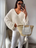 PICSGIRL  -  Knitted Pullover Sweater Women Long Sleeve V Neck Loose Casual Top Women Autumn Winter Oversize Jumper Sweaters Mujer