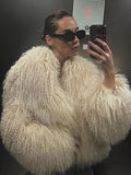 PICSGIRL  -  Luxury Warm Fluffy Faux Fur Coat 2024 Women Fashion Solid Long Sleeve Short Coats Winter Female Casual High Street Outercoat