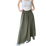 PICSGIRL  -  Mint Manbo Half Skirt Umbrella Skirt Women's Summer Thin Elastic Waist Slim Large Swing Skirt Spring Loose A-line Long