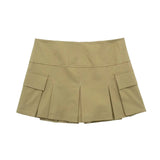 PICSGIRL -  Women Y2k Pocket Pleated A Line Mini Skirt with Shorts S M L