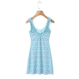 PICSGIRL  -  2024 Summer New V-neck Sleeveless Mesh Plaid Printed Lace Up Tank Top Dress Short Skirt