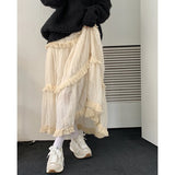 Picsgirl -  Maxi Long Tulle White Skirts for Women Gothic Pleated Skirt Casual Party Fairycore Summer Winter Jupe Longue Falda Mujer