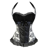 PICSGIRL  -  Women's Bustiers Corsets Lace Flower Print Corset with Halter straps Brocade Gothic Sexy Lingerie Top Vintage Victoriano Bustier