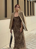 PICSGIRL  -  2024 Women's Sexy Vintage Leopard Print Suspender Dresses Sleeveless Slim Casual Beach Party Long Dress Elegant Backless Dress