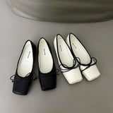 PICSGIRL  -  NEW Spring/Autumn Number 8 Flats Women Slip on Shoes Fashion Mary Jane Shoes Square Toe Women's Shoes Bow Silk Ballet Flats