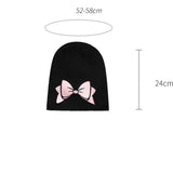 PICSGIRL  -  Autumn Winter Bow Embroidery Knitted Hats Women Girls Fashion Pink Bow Warm Adult Beanie Hat Korean Skullies Caps Female Bonnet