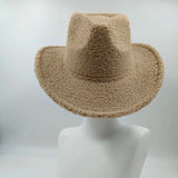 PICSGIRL  -  Fedora Hat Emerald Green Plush Cowboy Hat Material New Jazz Hat European and American Fashion Hat Big Brim Hat 