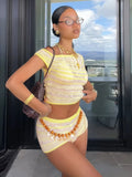 PICSGIRL  -  Sexy Summer Crochet Women 2 Piece Set Thin Beach Vacation Hollow Tank Tops+Shorts Stretch Matching Streetwear Outfits