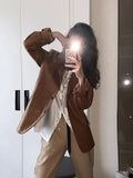 PICSGIRL  -  Fashionable Casual Suit Jacket For Women'S Autumn And Winter New Style Retro Hong Kong Style Loose Motorcycle Jacket