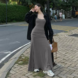 PICSGIRL  -  Women Bodycon High Waist Camisole Dress 2025 Summer Slim Sexy Backless Patchwork Sundress Vacation Beach Party Dresses