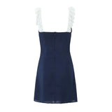 PICSGIRL  -  French pure sexy suspender dress female summer deep V-neck lace splicing hot girl short skirt