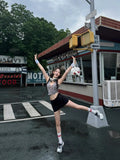 PICSGIRL  -  American Retro Grey Plaid Crop Top Women Streetwear V-neck Halter Y2k Tops Summer Sexy Fashion Backless Tank Top Clothes