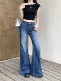 PICSGIRL  -  Women's Thin Washed Micro Flared Wide Leg Blue Jeans Summer New Chic Casual Pants Female Sexy Denim Bell-bottoms Trousers