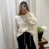 PICSGIRL  -  Fashion Casual Pullovers For Women Solid Color Round Neck Long Sleeve Knitted Sweater Loose Female 2024 Autunn Winter New