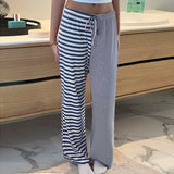 PICSGIRL  -  Y2K American Striped Loose Casual Pants Women Low Rise Lacing Straight Leg Pants Female Autumn Winter Street New Trousers