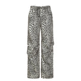 PICSGIRL  -  Leopard Print Fashion Wide Leg Pants Y2K Vintage High Street Hip Hop Straight Trousers Grunge Style Lady Joggers Fall