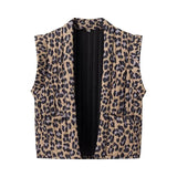 PICSGIRL  -  Summer Elegant Women's Leopard Vest Jacket 2024 New Casual Fashion Classic Sleeveless Short Loose Vest Top