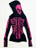 PICSGIRL  -  Pink Skull Graphic Hoodie Zip-up Y2k Women High Street Punk Vintage Clothes Winter Hooded Grunge Gothic New Hoodies Hoody