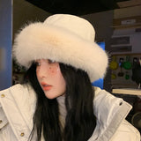 PICSGIRL  -  New Hairy Fisherman's Hat for Autumn and Winter Warm Ear Protection and Winter Water Bucket Hat Basin Hat