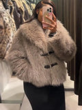 PICSGIRL  -  Vintage Faux Fur Button Coats Women Winter Loose Solid Plush Lapel Cost Female Autumn Warm Versatile High Street Outwear