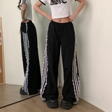 PICSGIRL  -  Women New Black Gothic Baggy Striped Pants 90s Vintage Oversize Y2k Trousers Streetwear Korean Harajuku Parachute Pants Clothes