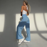 PICSGIRL -  Fashion Spice Girl Contrast Color Trousers Women Pants 2024 Summer New Comfortable Loose Waist Casual Pants Women Clothing