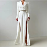 PICSGIRL  -  Chic Pants Set Women Swing Collar Sleeveless Crop Top High Waist Split Long Pant Female Sets 2025 Spring Casual Street Lady Suit