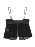 PICSGIRL  -  Female Sexy Black Cropped Camisole Summer Fashion Transparent Mesh Sleeveless Top Female Elegant Spaghetti Strap Tops