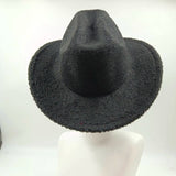 PICSGIRL  -  Fedora Hat Emerald Green Plush Cowboy Hat Material New Jazz Hat European and American Fashion Hat Big Brim Hat 