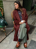 Picsgirl -  Winter Vintage Solid Wool Blends Long Coats Women Turndown Collar Double Breasted Jacket Office Lady Street Long Sleeve Overcoat