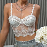 PICSGIRL  -  party look snspos Women's Lace sexy flower embroidery Corset Fish Bone Chest Flower Pearl design Bra Women Strapless Lace Top Wrapped Chest