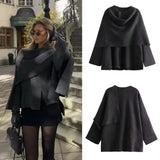 PICSGIRL  -  Fashion Asymmetric Scarf Knitted Jacket Women O Neck Single Button Side Slit Solid Loose Coat Winter New Female Chic Outerwear