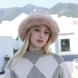 PICSGIRL  -  Autumn Winter Women Keep Warm Rainbow Faux Fox Fur Basin Cap Female Fashion Casual Party Bucket hat Music Festival Thickened Hat