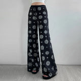 PICSGIRL  -  Velvet Baggy Pants Women Fashion Contrast Color Low Waist Drawstring Straight Trousers Streetwear Y2k Fairy Grunge Pants