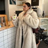 PICSGIRL  -  Slouchy Chic Gradient Long Eco Faux Fur Coat Women Winter Thick Warm Fluffy Fox Fur Jacket Brand Fashion Girls Overcoat