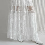 PICSGIRL  -   Jacquard See-Through Sexy High-Waisted Skirt Women's Summer New loose A-line Long Skirt Lace Patchwork Solid Color Female