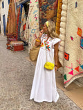 PICSGIRL  -  White Printed Patchwork Long Dress For Women Fashion Flying Sleeve Loose Robes 2024 Summer Fashion Ladies Holiday Maxi Dresses