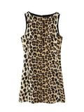 PICSGIRL -  Female Summer Fashion Leopard Print Mini Dress Vintage Sleeveless Tank Dresses Zipper Women's Casual Slim Fit Dress