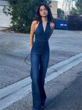 Picsgirl -  Y2k Denim Jumpsuit Women 2023 New V-Neck Sleeveless Slim Bodycon Jumpsuits Overalls Streetwear One Piece Outfits Jeans