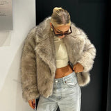 PICSGIRL  -  Mint Chic Street Girls Gradient Faux Fur Jacket Women Winter 2024 Brand Fashion Fluffy Fox Fur Coat Female Luxury Outerwear