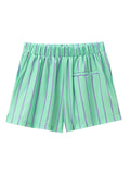 PICSGIRL  -  Womens Casual Striped Print Classic Style Green Short Pants 2024 Summer Elastic Waist Loose Shorts